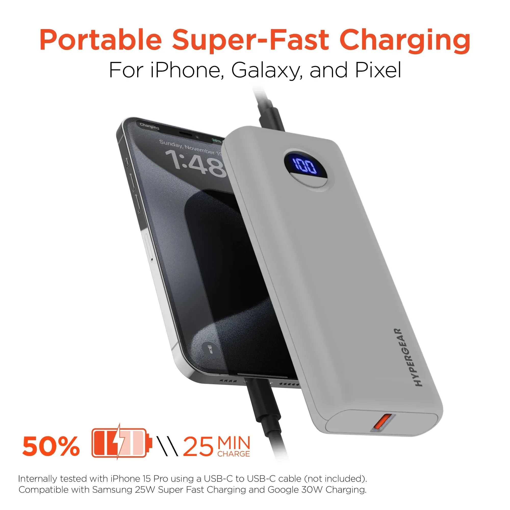 Hypergear 20000 mAh Power Pack Pro+ Fast Charge Power Bank - Gray