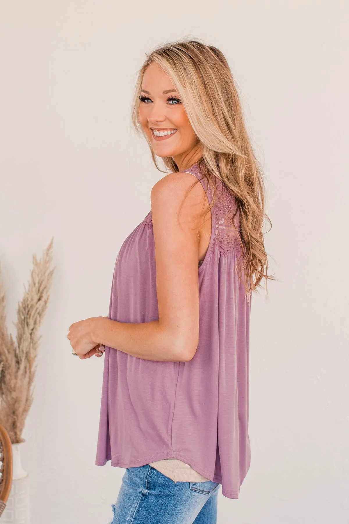 Intertwined Forever Lace Tank- Lilac