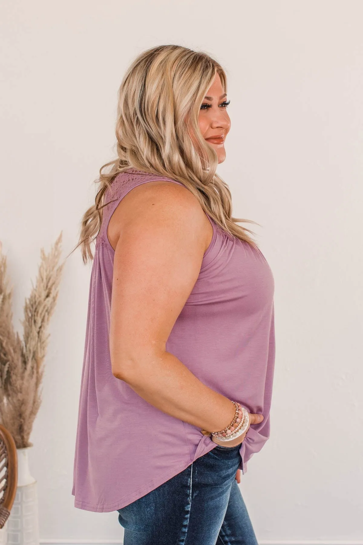 Intertwined Forever Lace Tank- Lilac