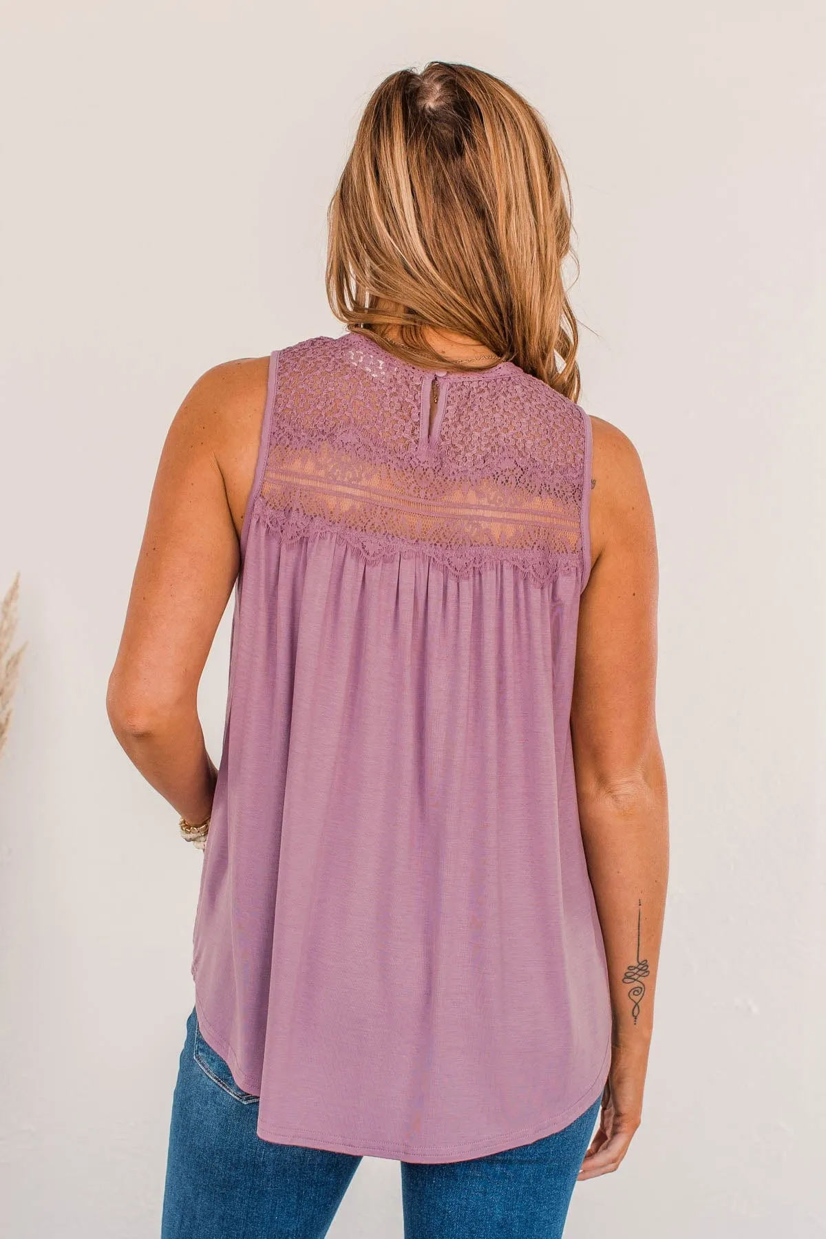 Intertwined Forever Lace Tank- Lilac