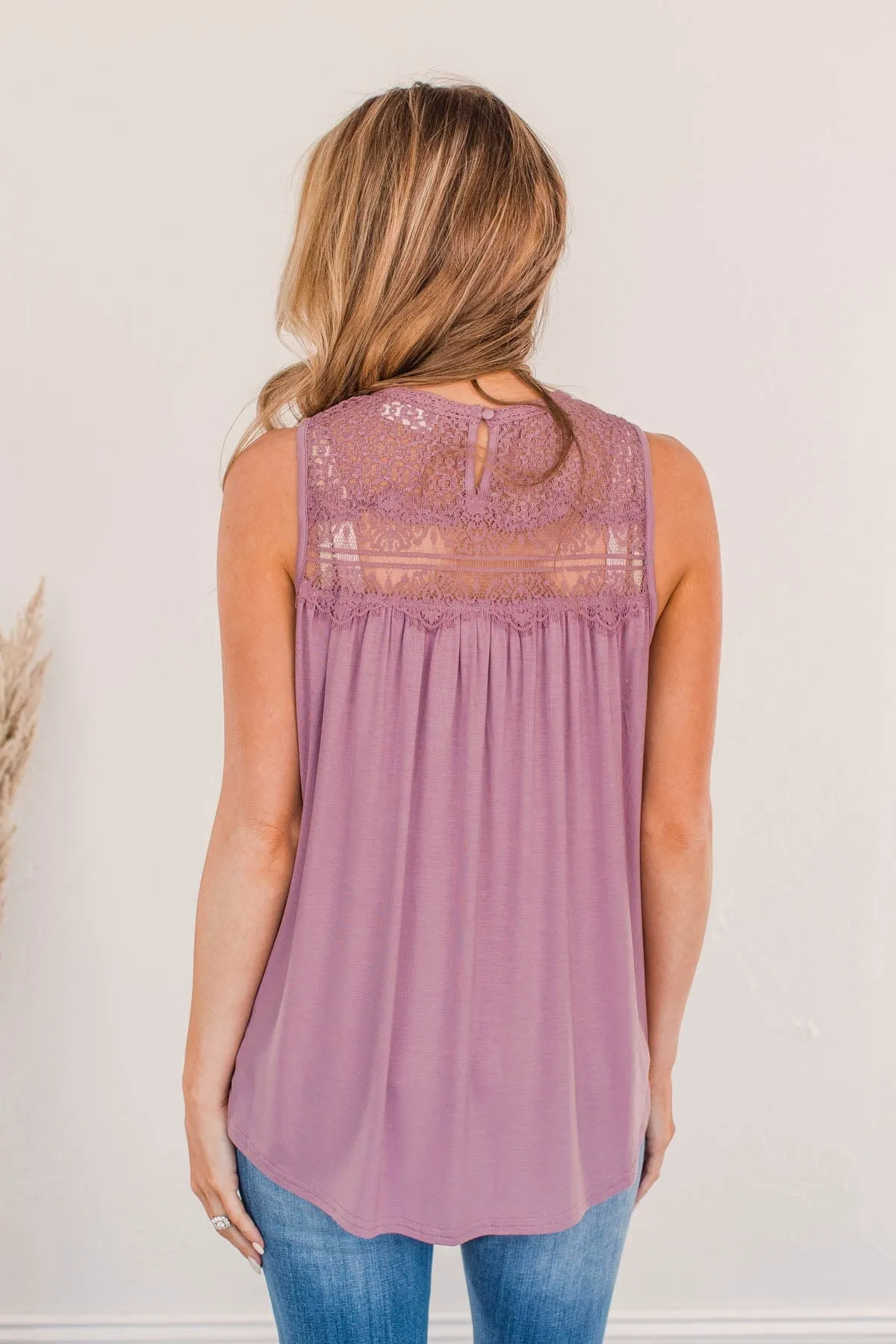 Intertwined Forever Lace Tank- Lilac