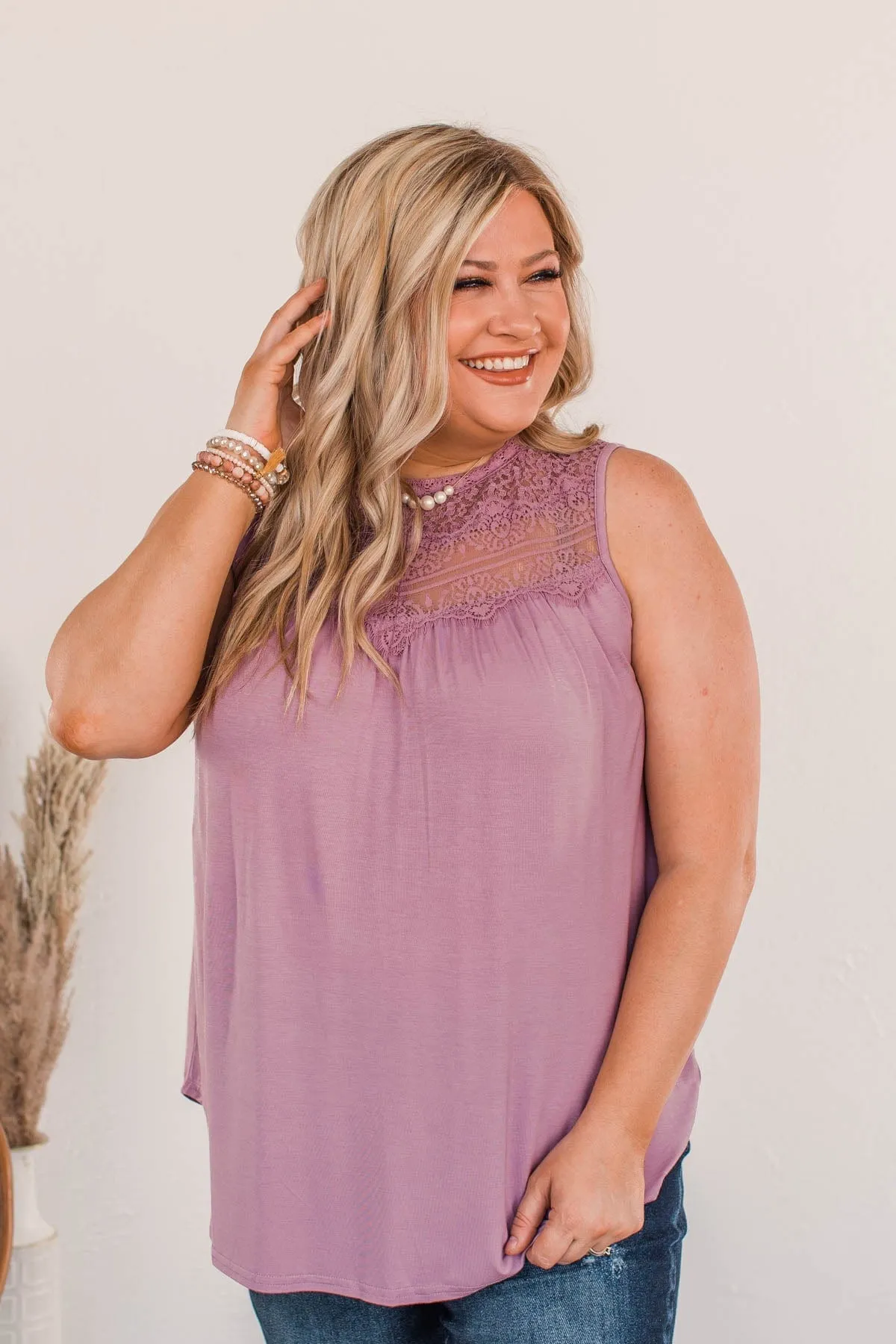 Intertwined Forever Lace Tank- Lilac