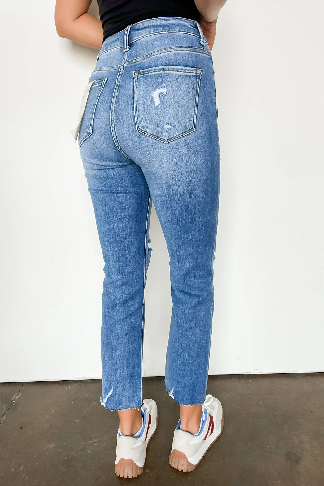 Janeska High Rise Distressed Slim Straight Jeans