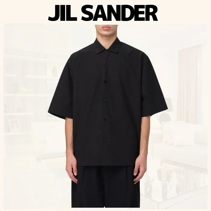 Jil Sander  |Button-down Street Style Plain Cotton Short Sleeves Logo