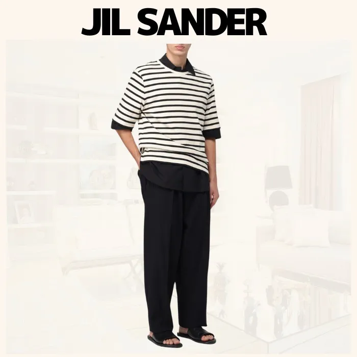 Jil Sander  |Button-down Street Style Plain Cotton Short Sleeves Logo