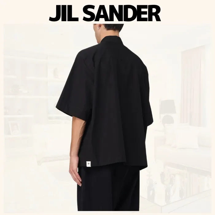 Jil Sander  |Button-down Street Style Plain Cotton Short Sleeves Logo