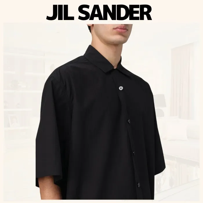 Jil Sander  |Button-down Street Style Plain Cotton Short Sleeves Logo