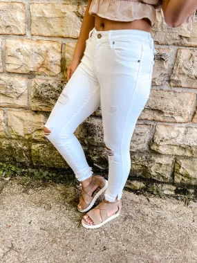 Kan Can Can't Stop White Distressed Skinny Jeans