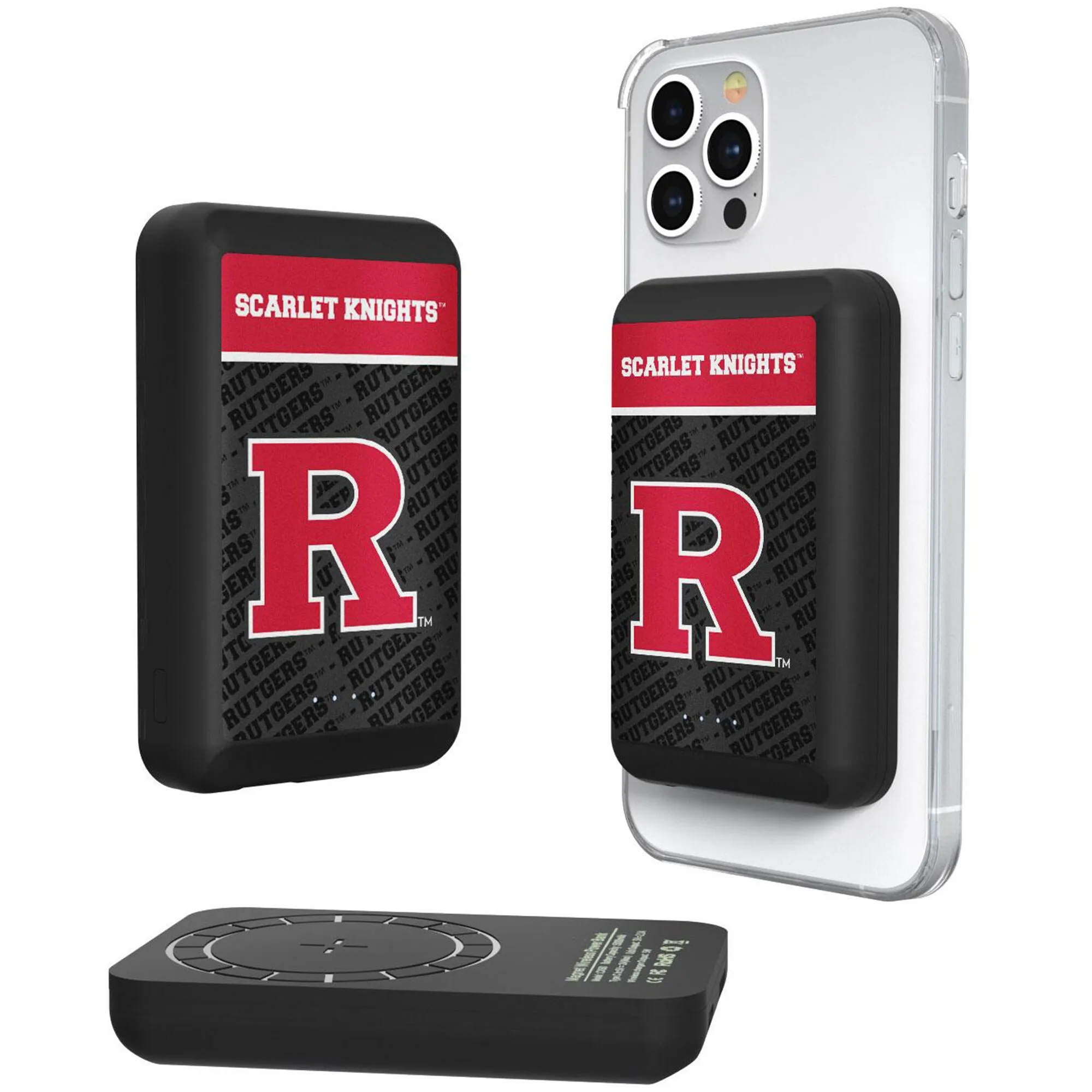 Keyscaper Rutgers Scarlet Knights Black 5000mAh Wireless Magnetic Power Bank