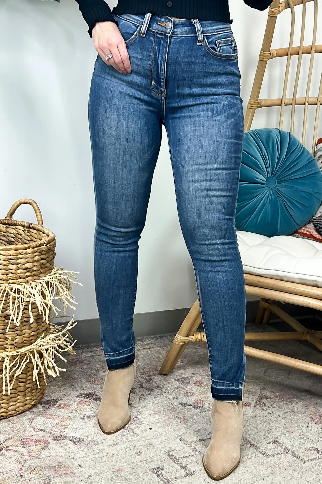 Kiersey High Waist Side Slit Released Hem Skinny Jeans - Judy Blue