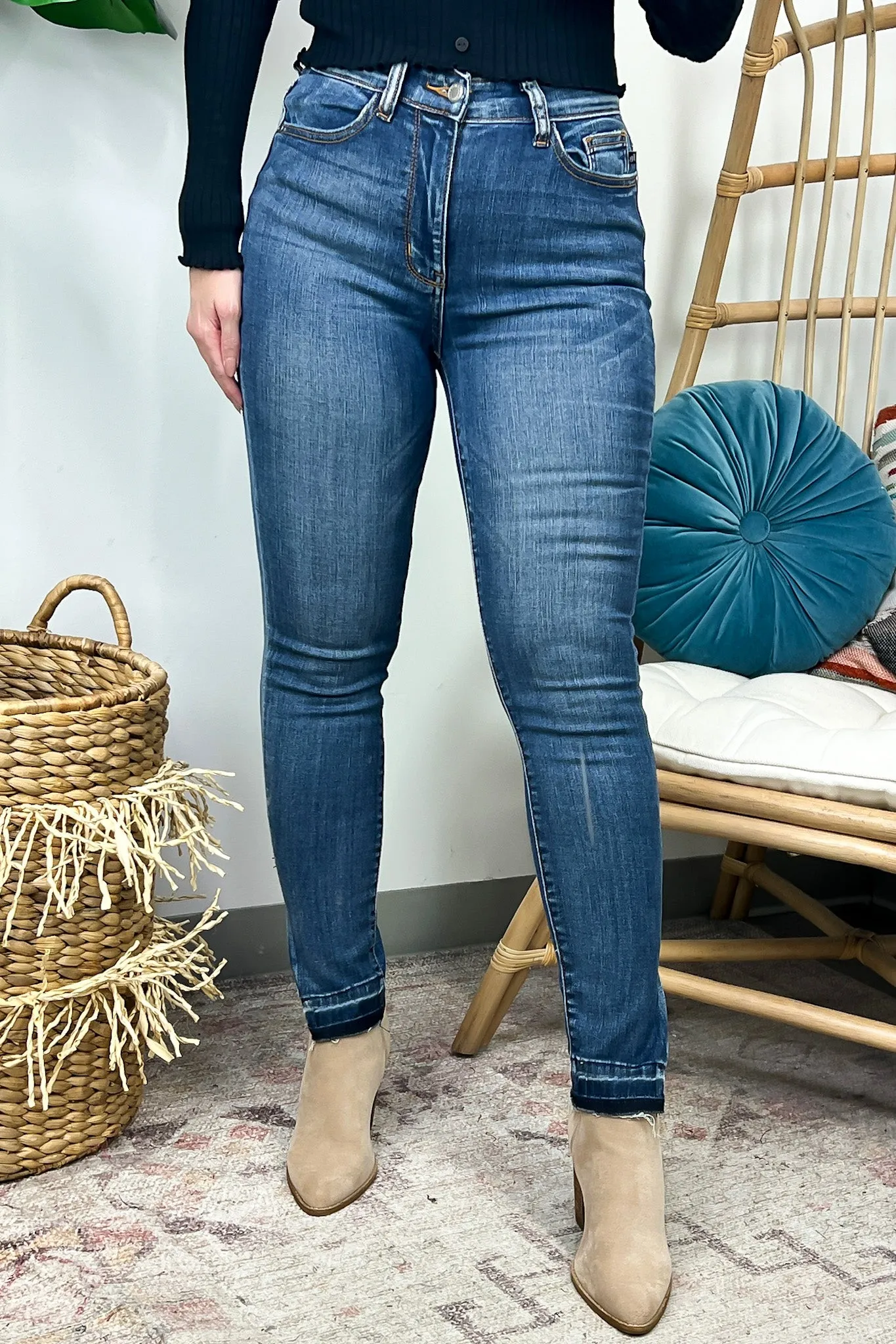 Kiersey High Waist Side Slit Released Hem Skinny Jeans - Judy Blue