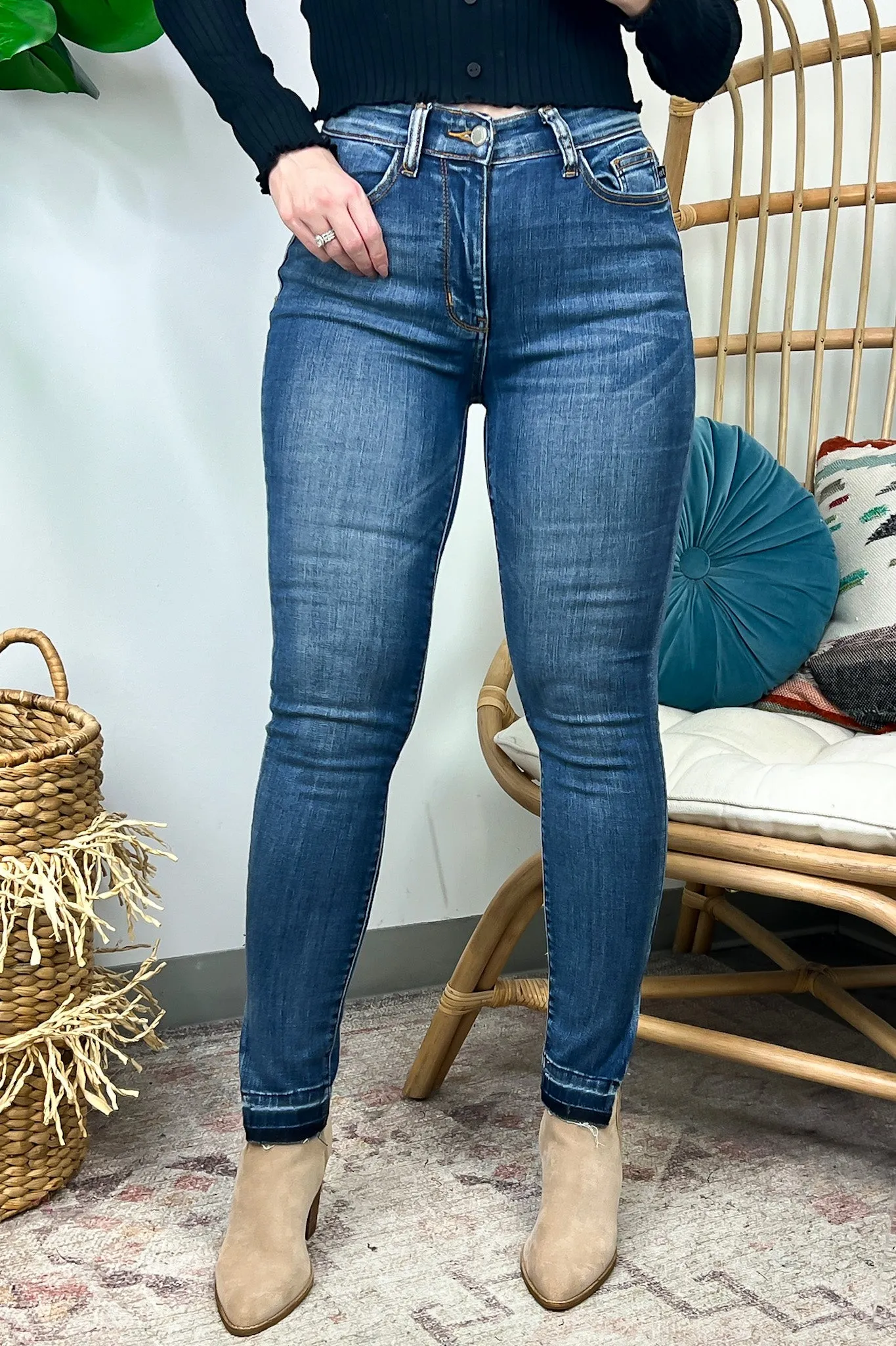 Kiersey High Waist Side Slit Released Hem Skinny Jeans - Judy Blue