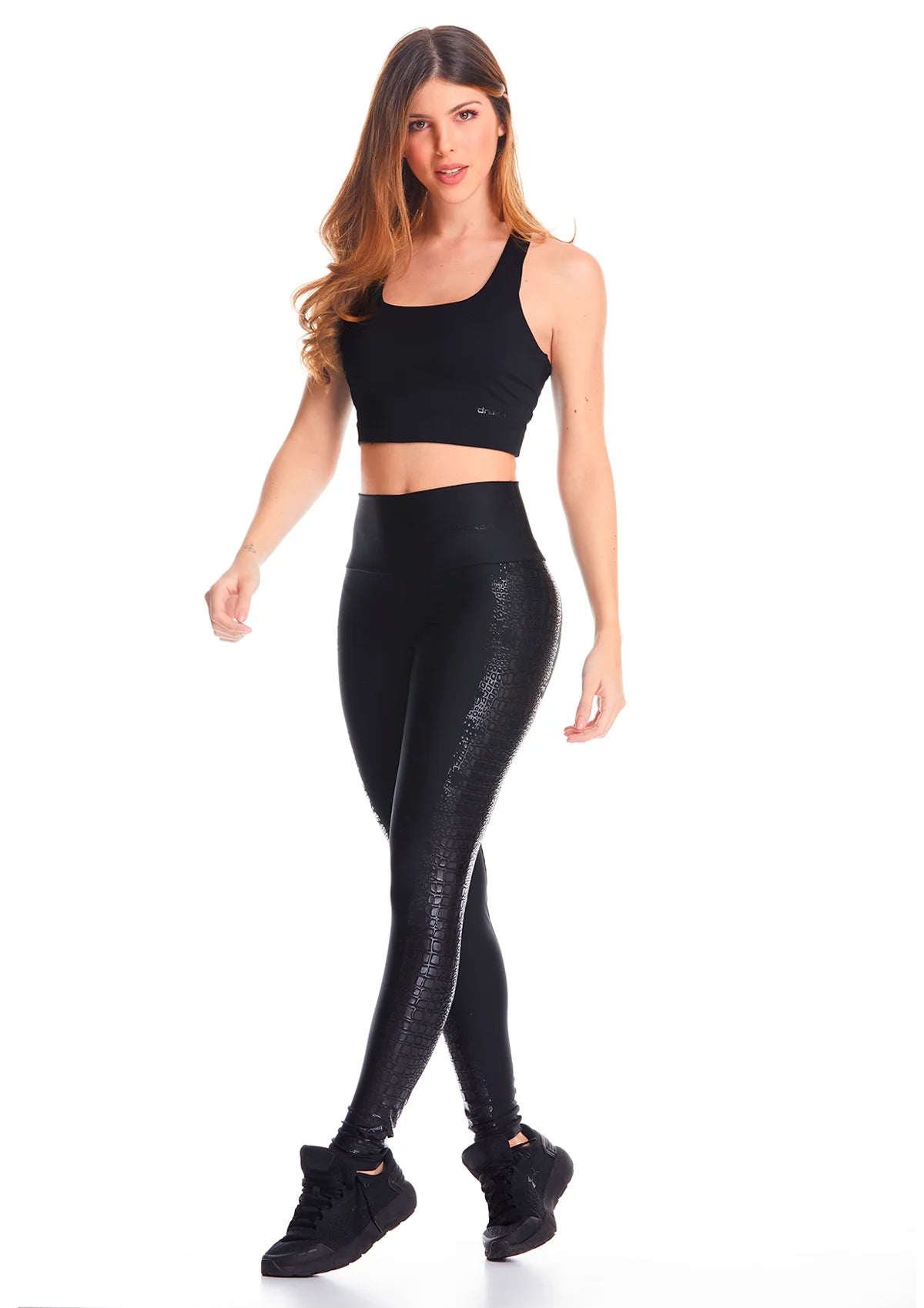 Leggings - Animal Print Croco Black - Running - Yoga Pants  - Fitness - Gym