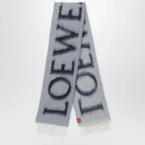 LOEWE Elegant Grey Fringed Scarf