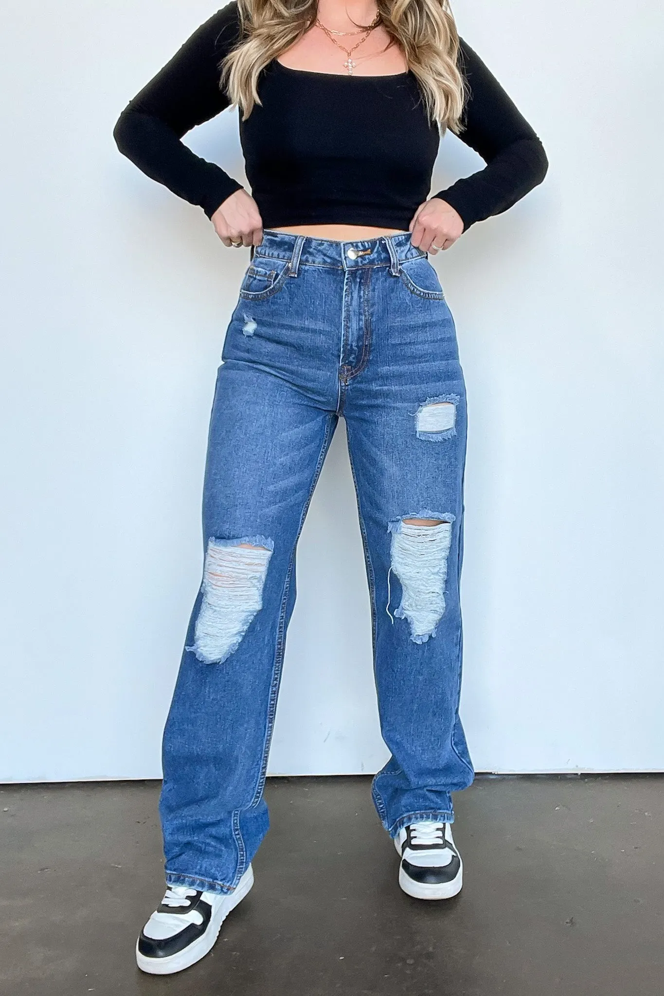 Mcklaye High Waist Distressed Jeans