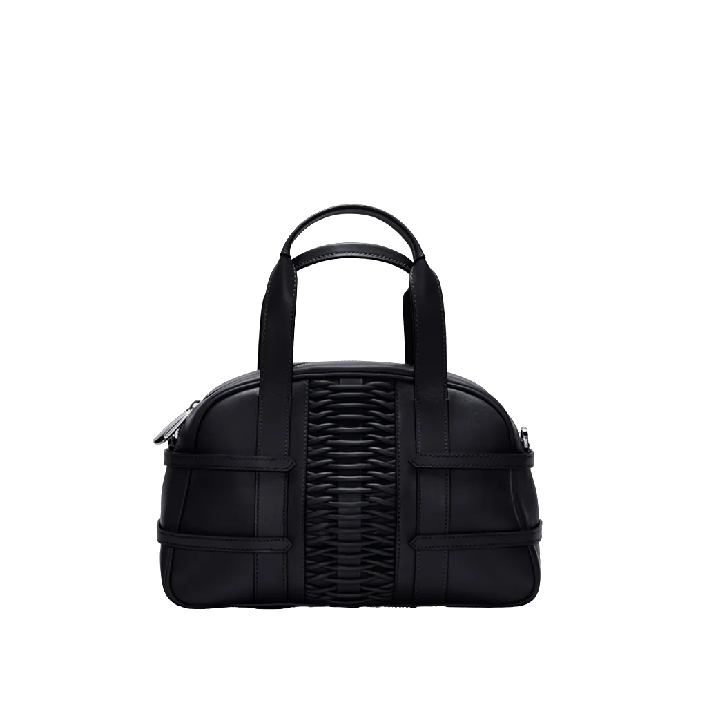 Medium Francesca braided black satchel