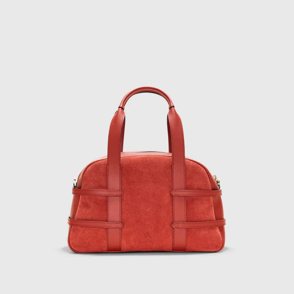 Medium Francesca suede braided burnt orange satchel