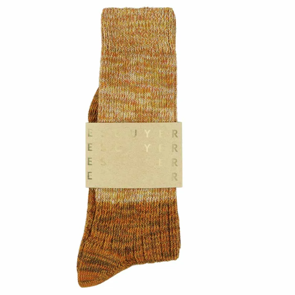 Melange Block Socks Mustard / Brown