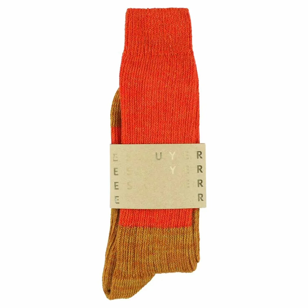 Melange Block Socks Orange / Mustard