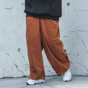 Men's Autumn Corduroy Wide Leg Elastic Waist Loose Baggy Casual Pants