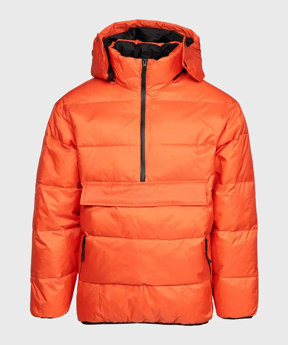 Mens Hooded Orange Puffer Jacket | Orange Winter Puffer Jacket