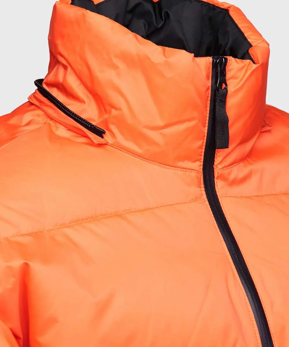 Mens Hooded Orange Puffer Jacket | Orange Winter Puffer Jacket