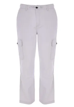 Mens Light Grey Linen Mix Cargo Trousers