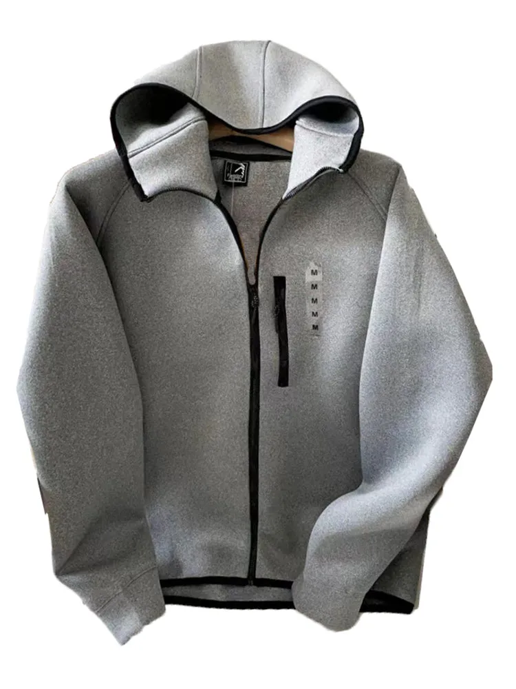 Men's spring and autumn air layer space Scuba high elastic quick-drying sports zipper hooded sweatshirt jacket cardigan