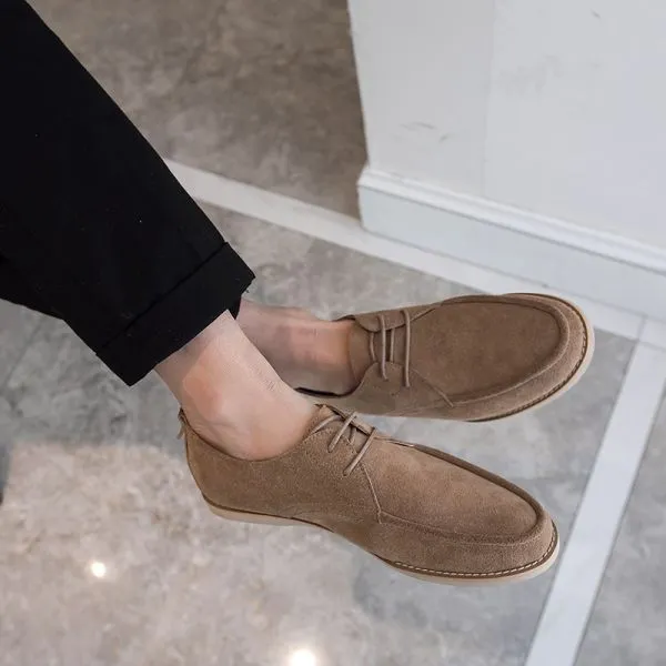 Men's smooth and textured suede lace-up shoes