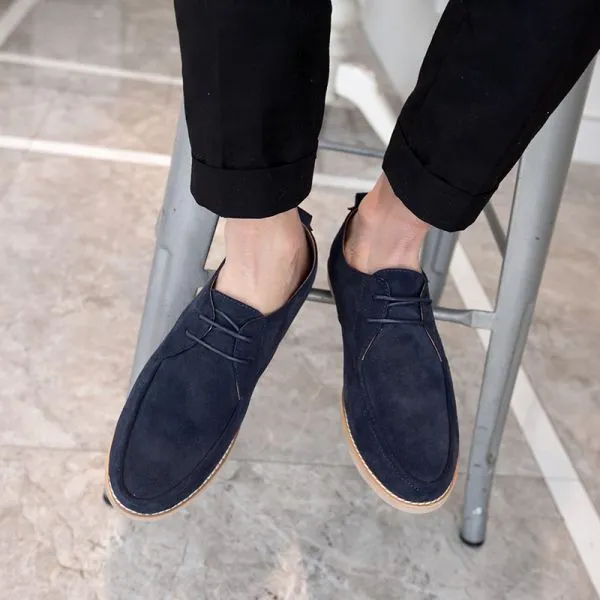 Men's smooth and textured suede lace-up shoes