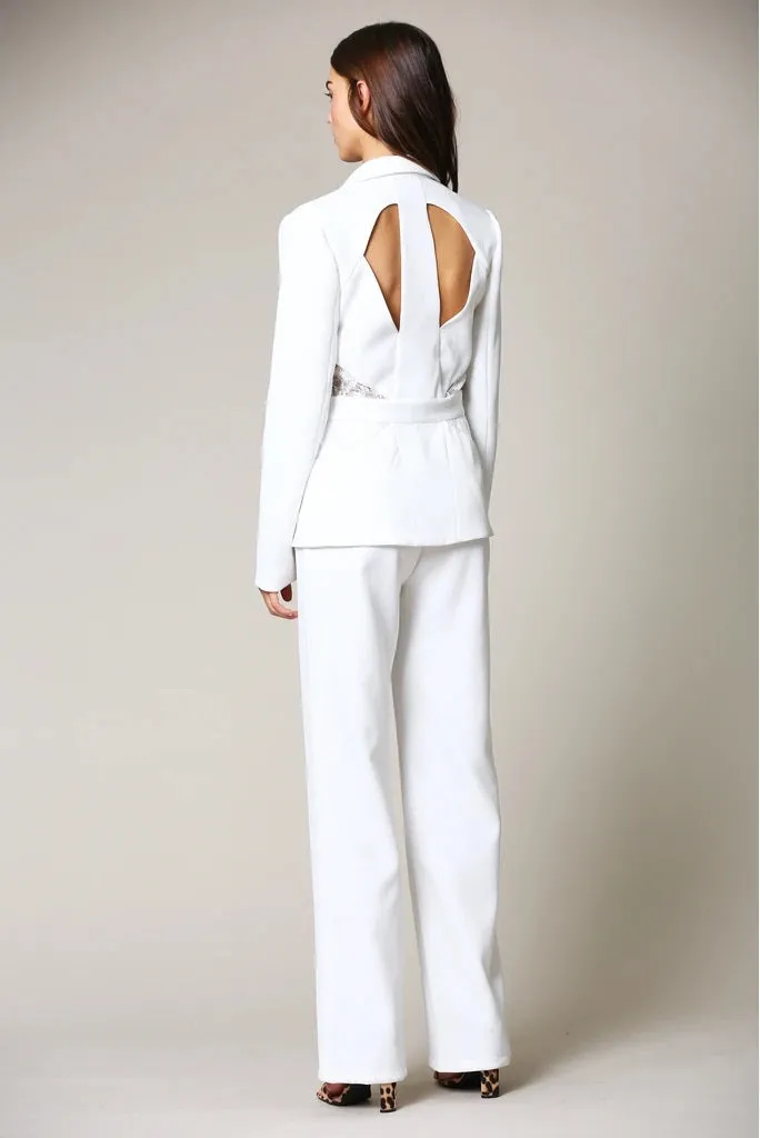 Mix & Match Two Piece Maya White Pant Suit Set