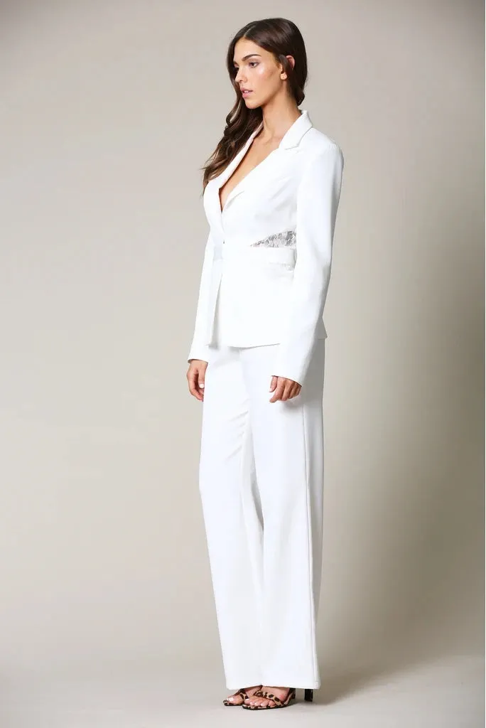 Mix & Match Two Piece Maya White Pant Suit Set