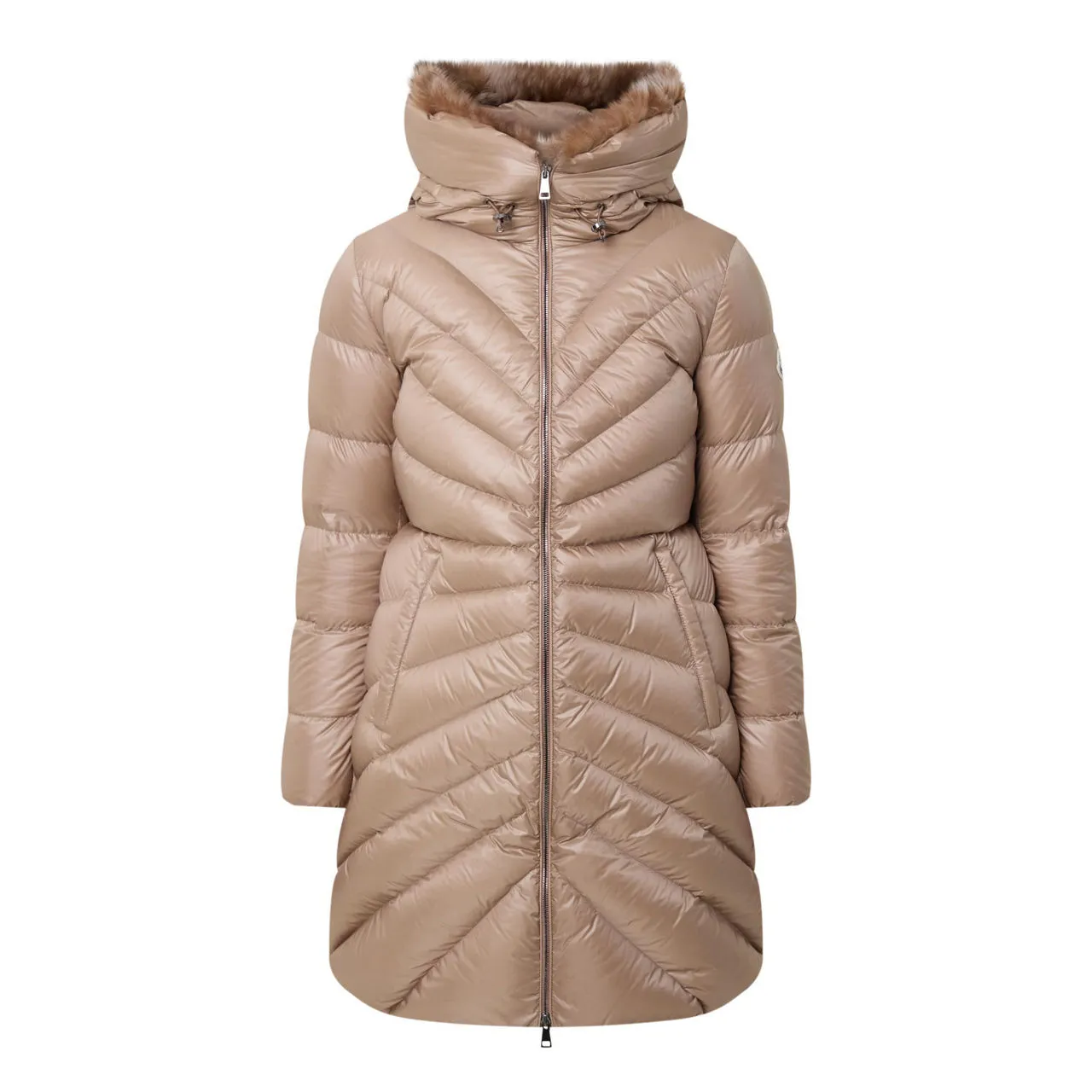 MONCLER Chandre Long Down Jacket - Beige