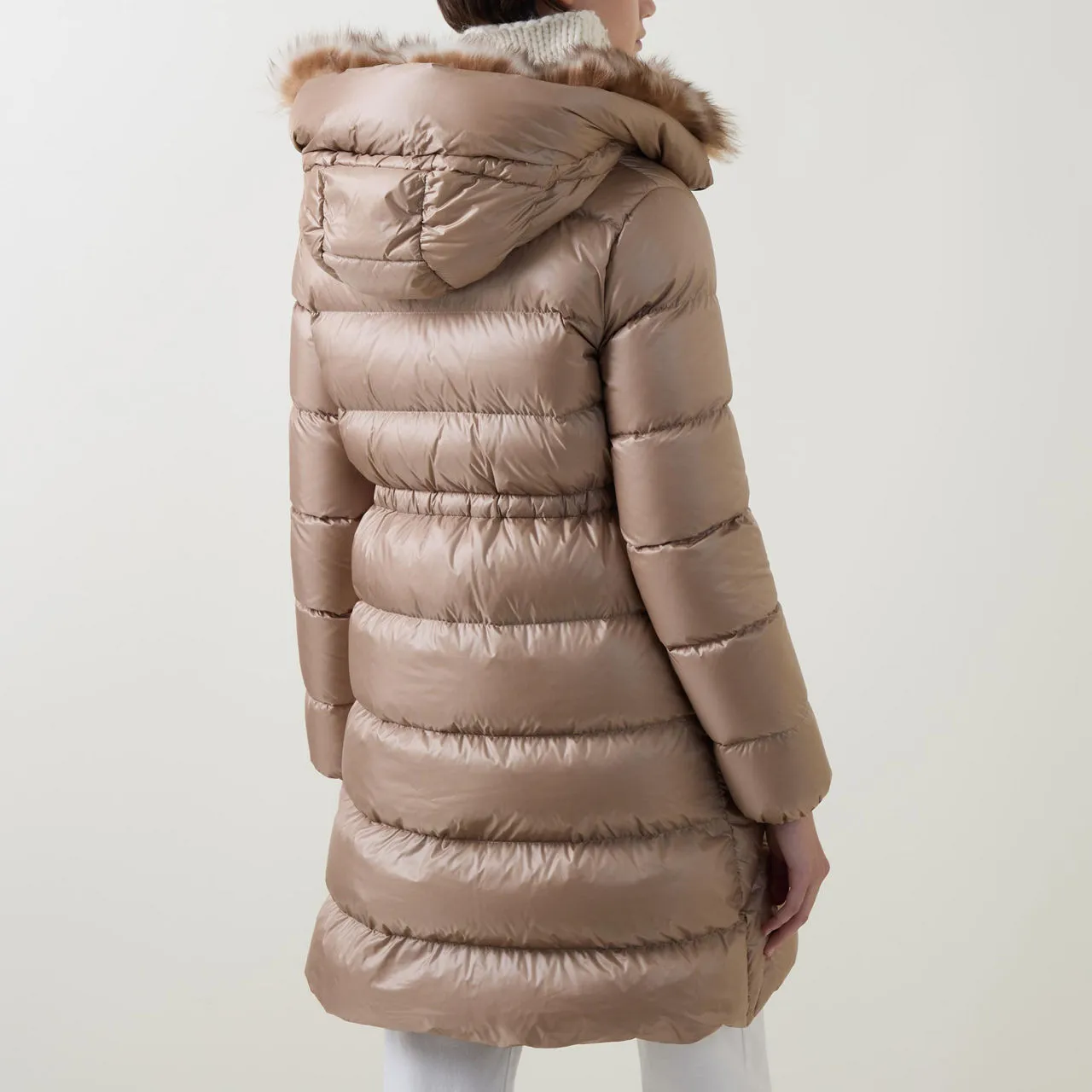 MONCLER Chandre Long Down Jacket - Beige