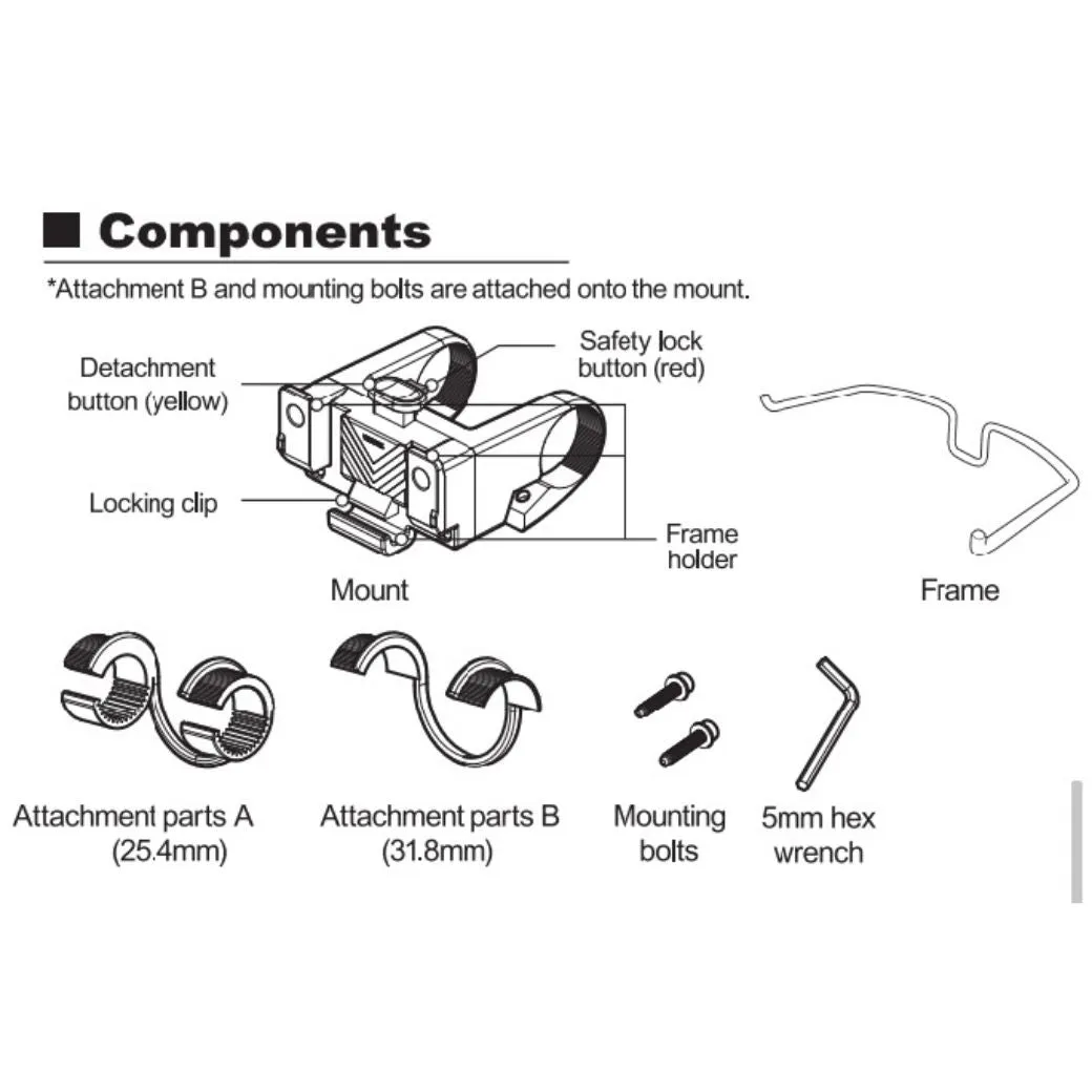 Montbell Touring Front Bag 9 Bundle: Bag + Mount + Frame