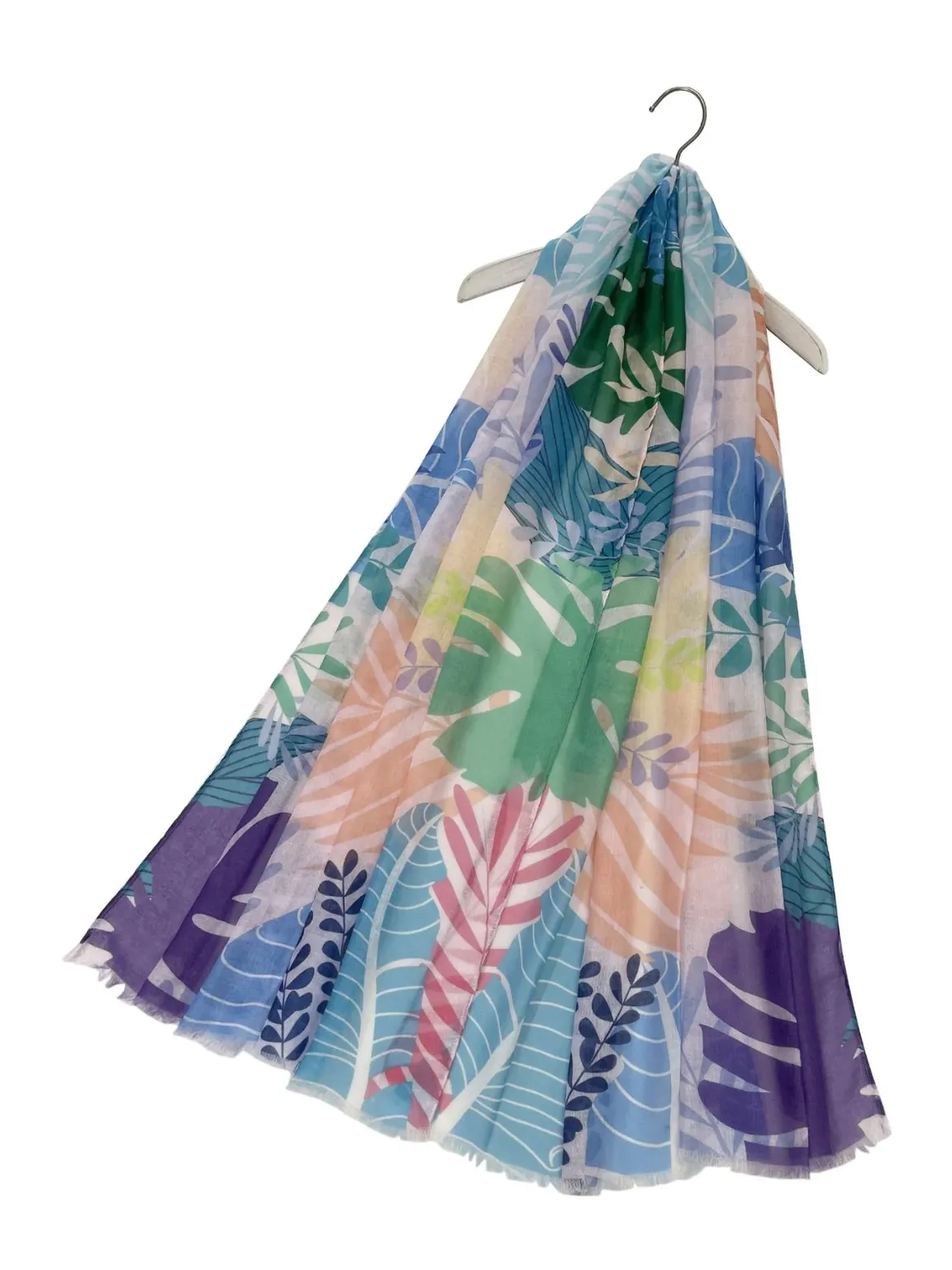 Multicolour Layered Leaf Raw Edge Scarf