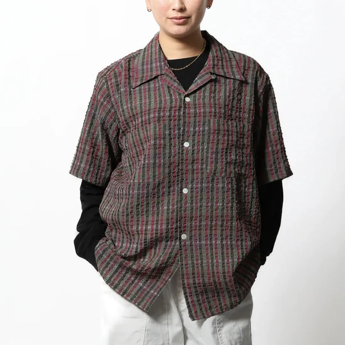 Needles  |Button-down Unisex Street Style Short Sleeves Oversized Logo