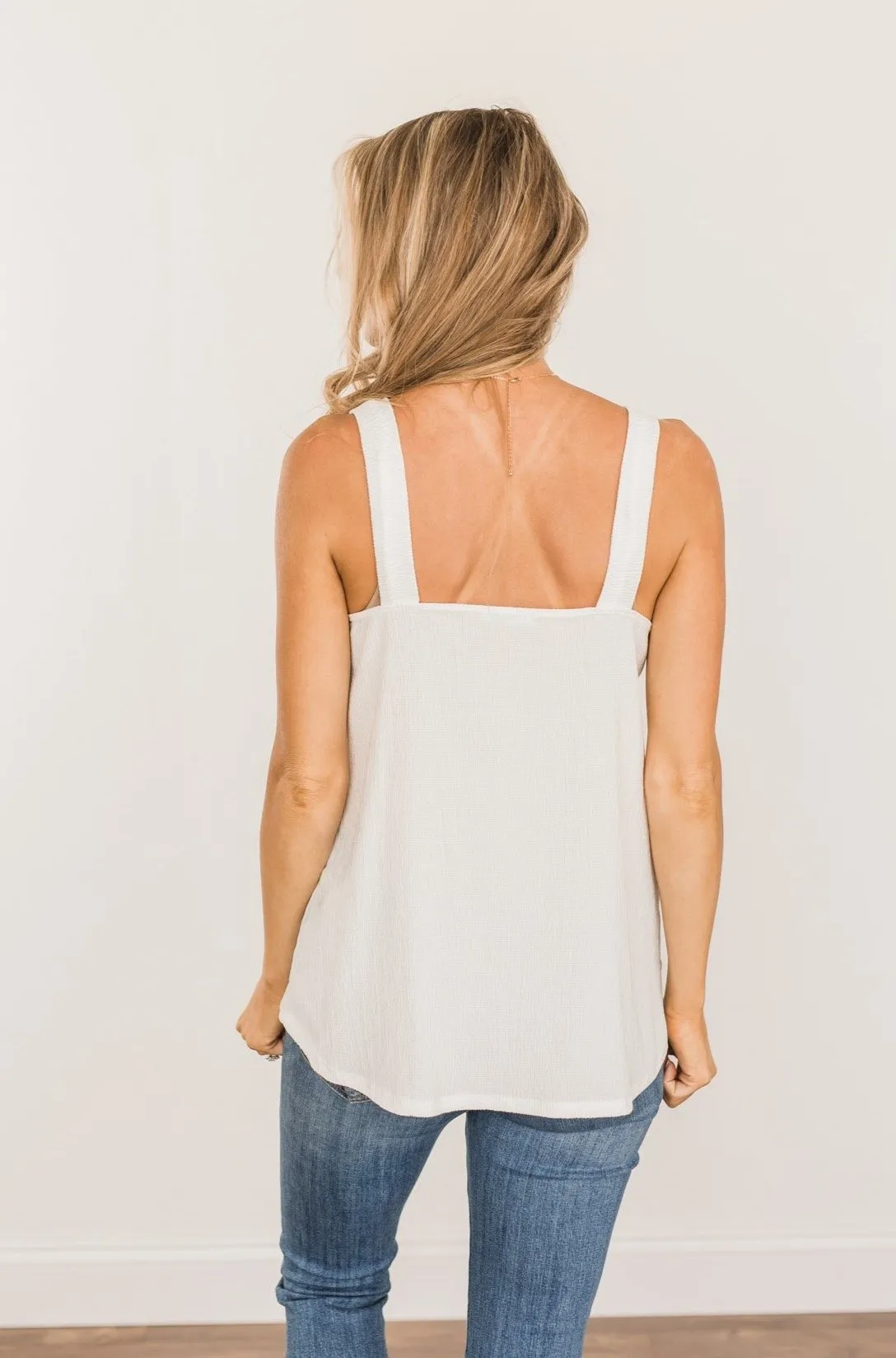 Now Or Never Button Tank Top- Ivory