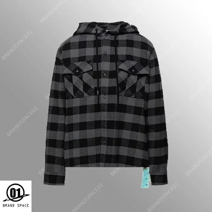 Off-White  |Button-down Other Plaid Patterns Unisex Street Style Cotton