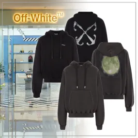 Off-White  |Street Style Long Sleeves Plain Logo Hoodies