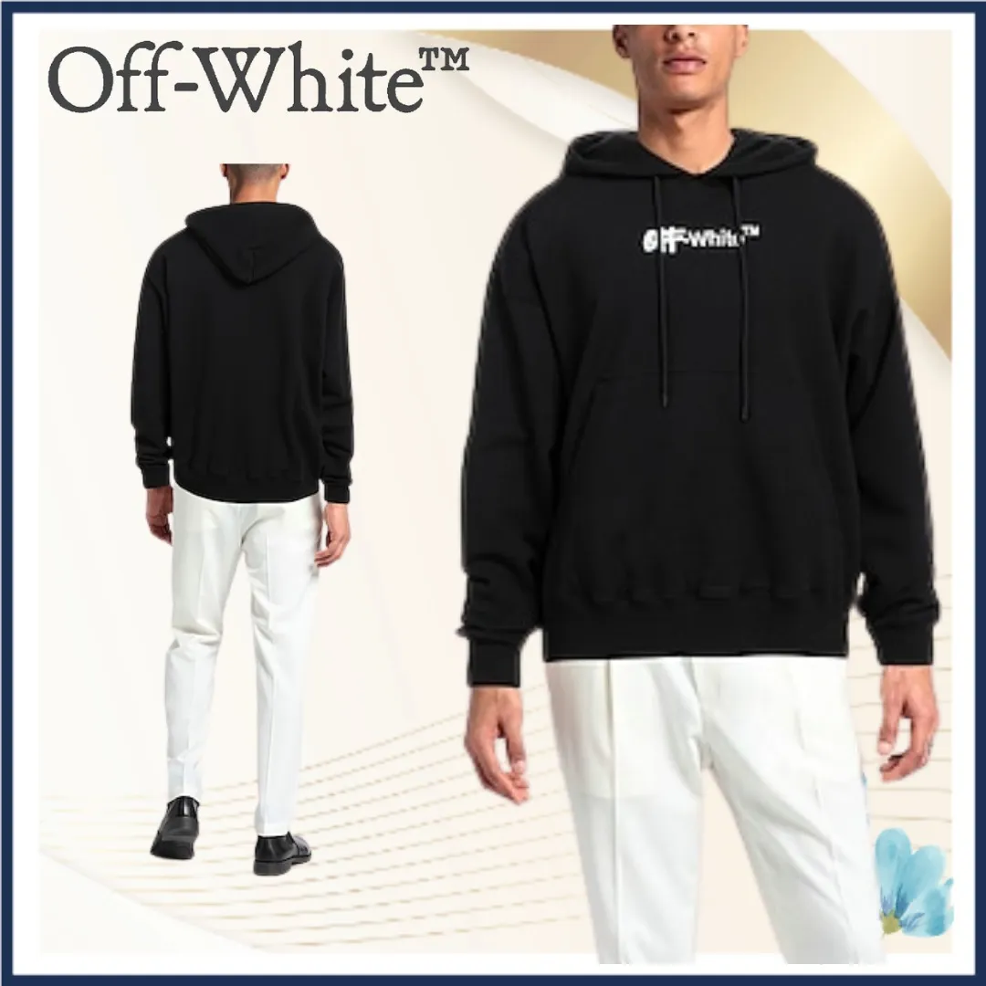 Off-White  |Sweat Street Style Long Sleeves Plain Logo Hoodies