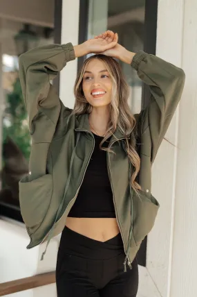 Olive Zip Up Sweatshirt