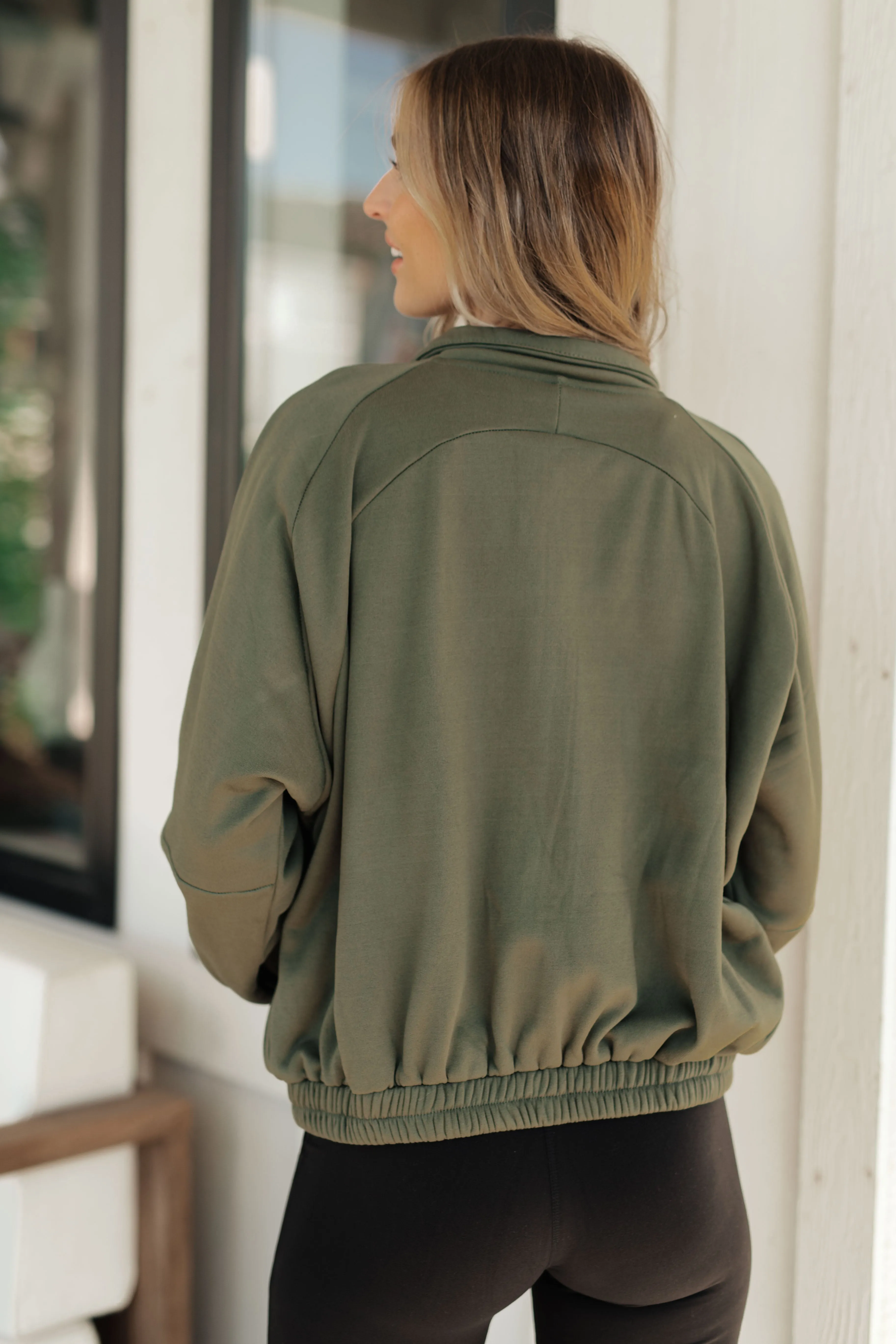 Olive Zip Up Sweatshirt