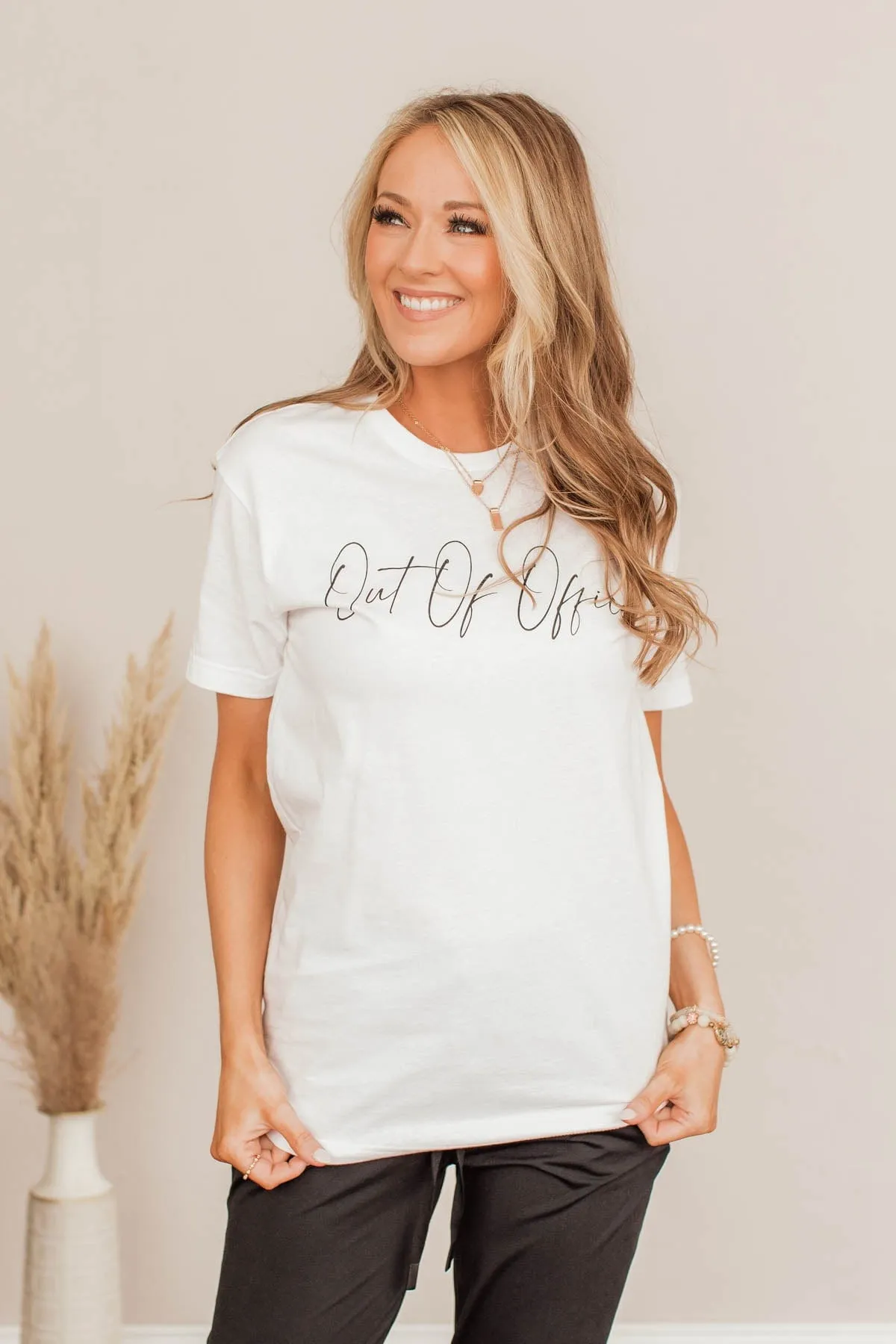 Out Of Office Graphic Tee- Ivory