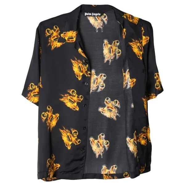 Palm Angels  |Button-down Street Style Short Sleeves Co-ord Logo Shirts