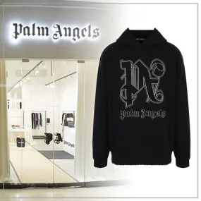 Palm Angels  |Street Style Long Sleeves Plain Logo Hoodies