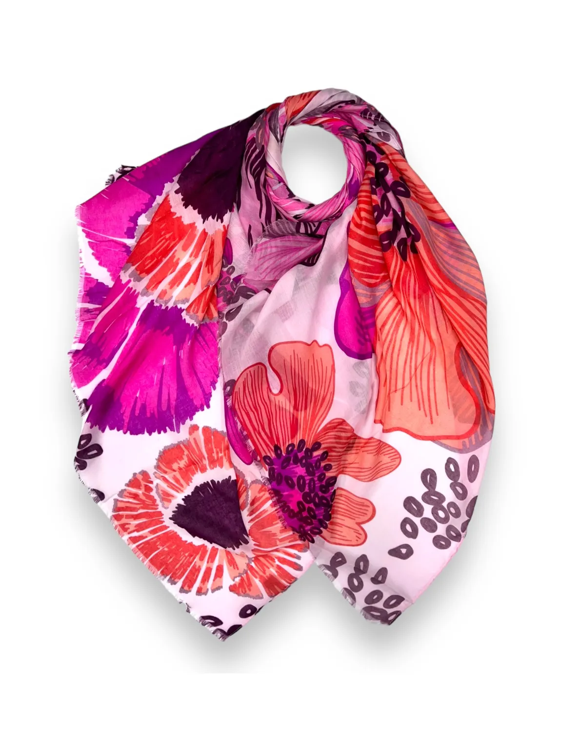 Pink Large Sketch Flower Scarf