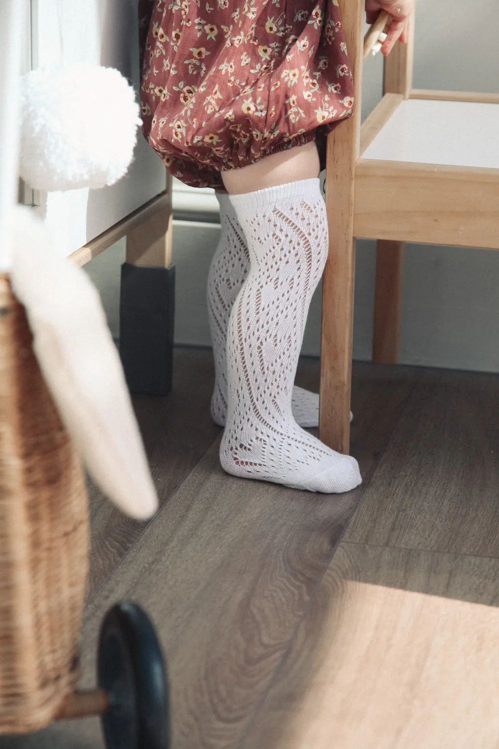 Plain White Pelerine Knee High Socks