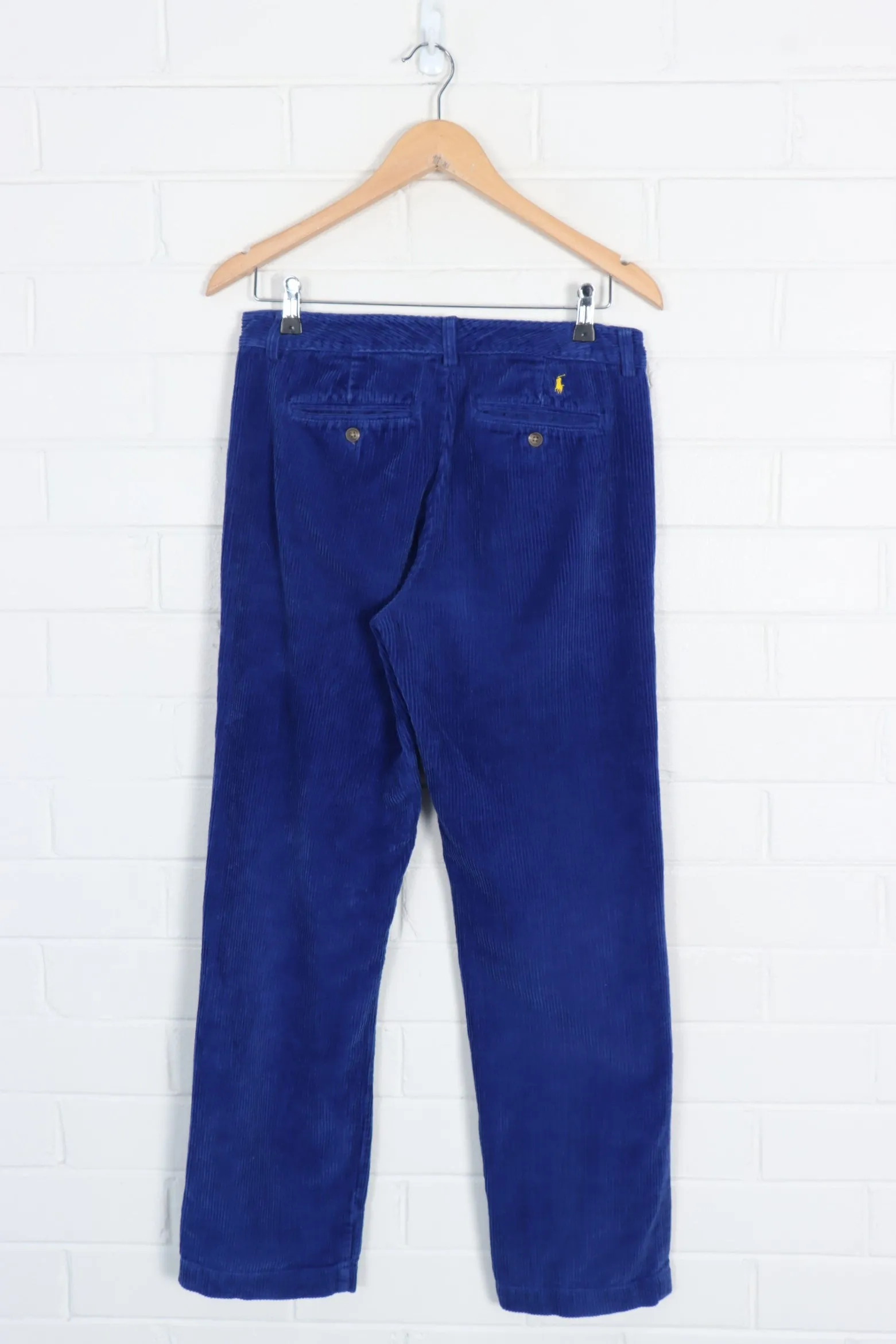 POLO RALPH LAUREN Royal Blue & Yellow Embroidered Corduroy Pants (30)