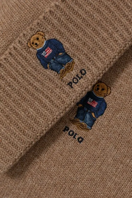 Polo Ralph Lauren wool blend beanie and scarf beige color 449959532